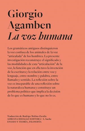 Voz humana, la | 9791399191141 | Agamben, Giorgio