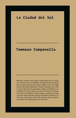 Ciudad del sol, la | 9791388115424 | Campanella, Tomasso